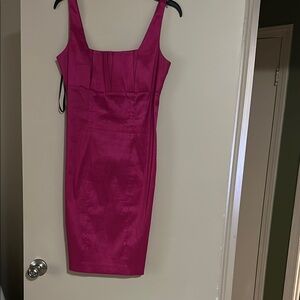 Calvin Klein Pink Sheath Mini Dress Square Neck